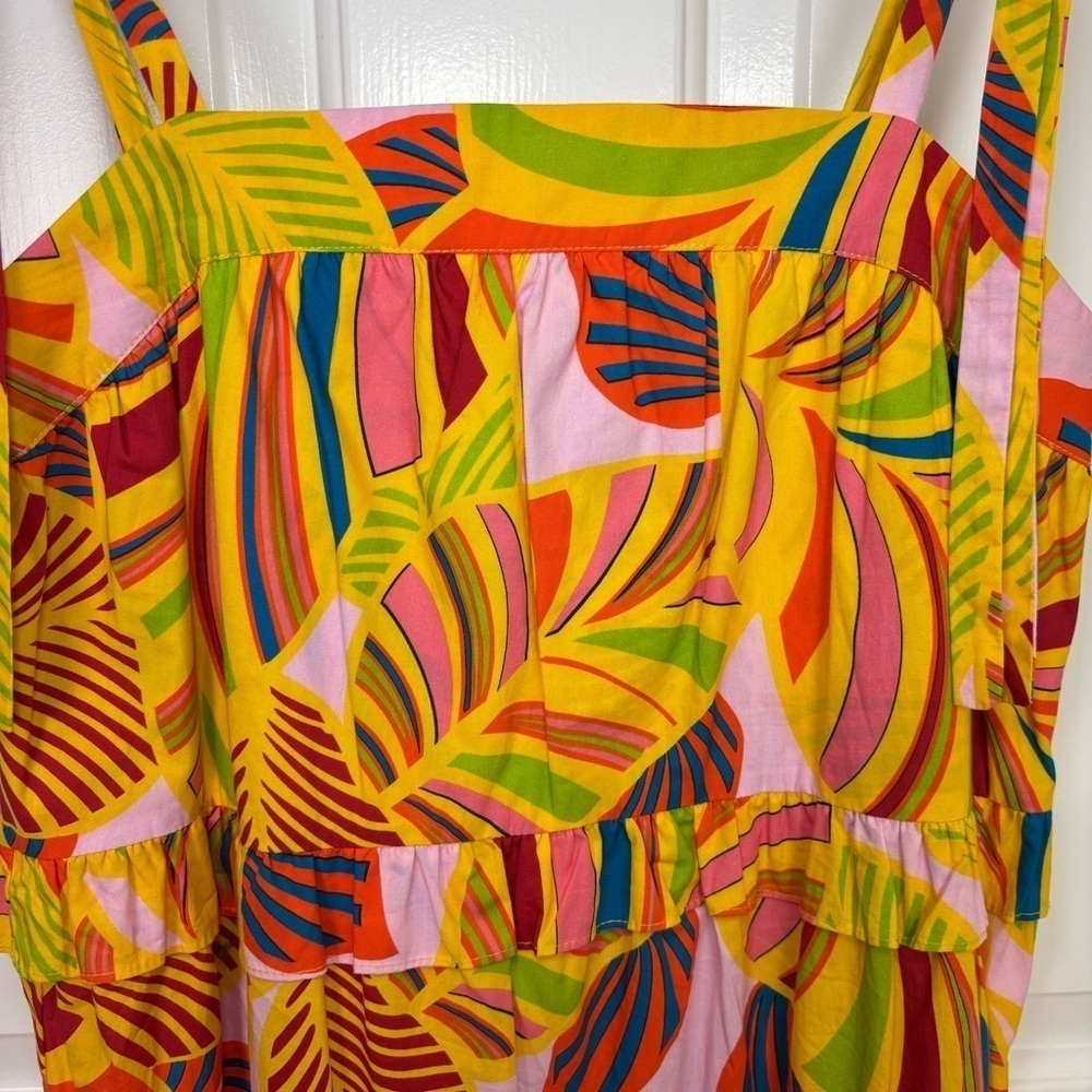 Flora Bea NYC Carey Maxi Dress Yellow Tiered Ruffle Small NWOT - Picture 4 of 12